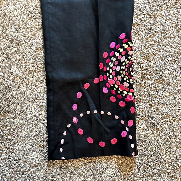 SARA ISABELLA Irish Linen Embroidered Pants Size 6 Art to Wear Eclectic Classic - Picture 3 of 11